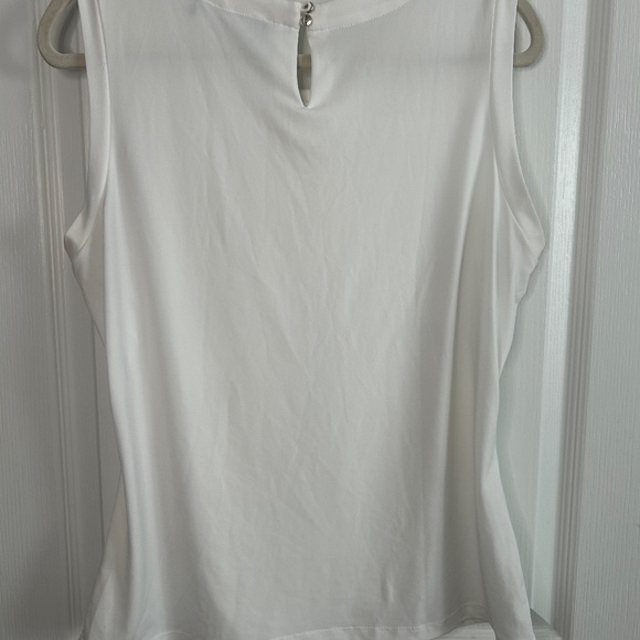 Karl Lagerfeld Paris White Sleeveless Blouse | Minimal Classic - Picture 2 of 4